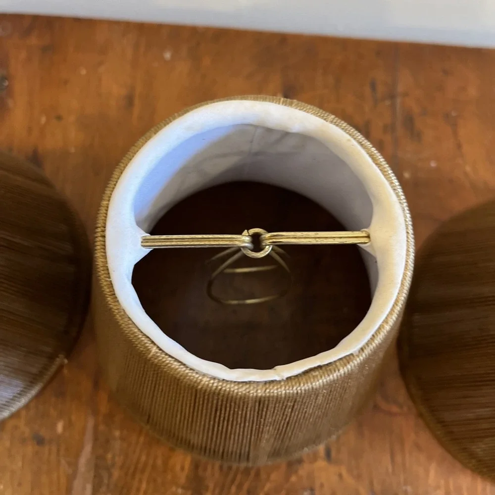 Set of 3 Clip-On Chandelier Lamp Shades Gold Pleated Silk String 5